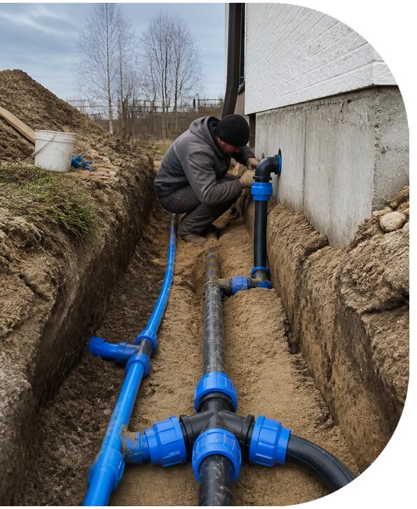 Монтаж наружного водопровода на участке под ключ в Назарове